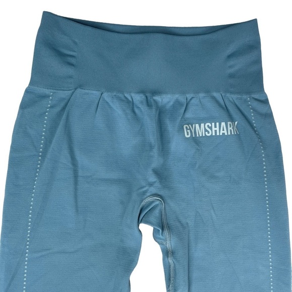 Gymshark Seamless Leggings XS Contour Breeze Tights Spell Out Logo Blue - Picture 2 of 11